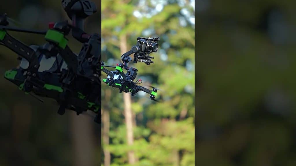 Gimbal with camera on drone. Drone power #dji #drone #film #djigimbal #djirs3